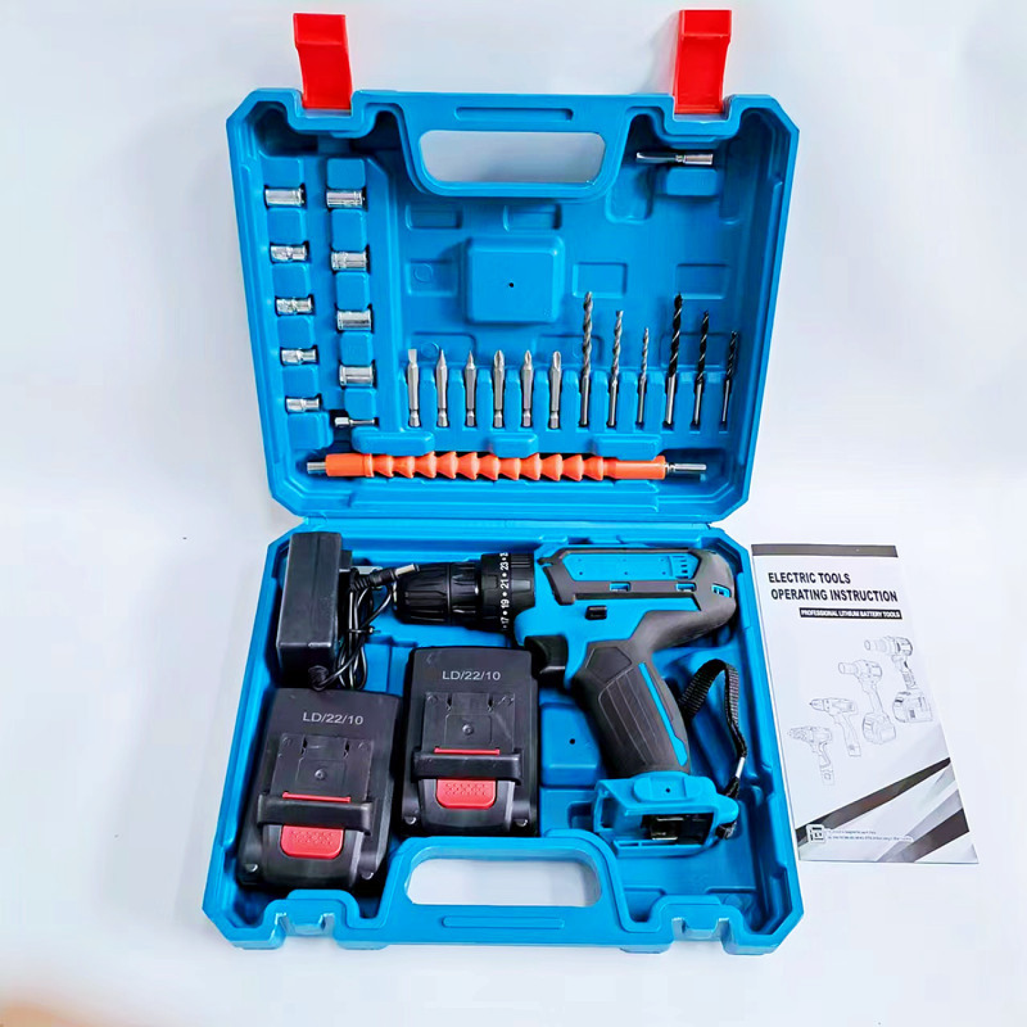 Акумуляторний шуруповерт. Набір слюсарного інструменту в валізі 24v